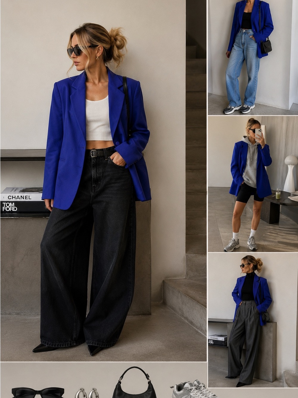 Vintage Illustrations Cobalt Blue Structured Blazer Size 4